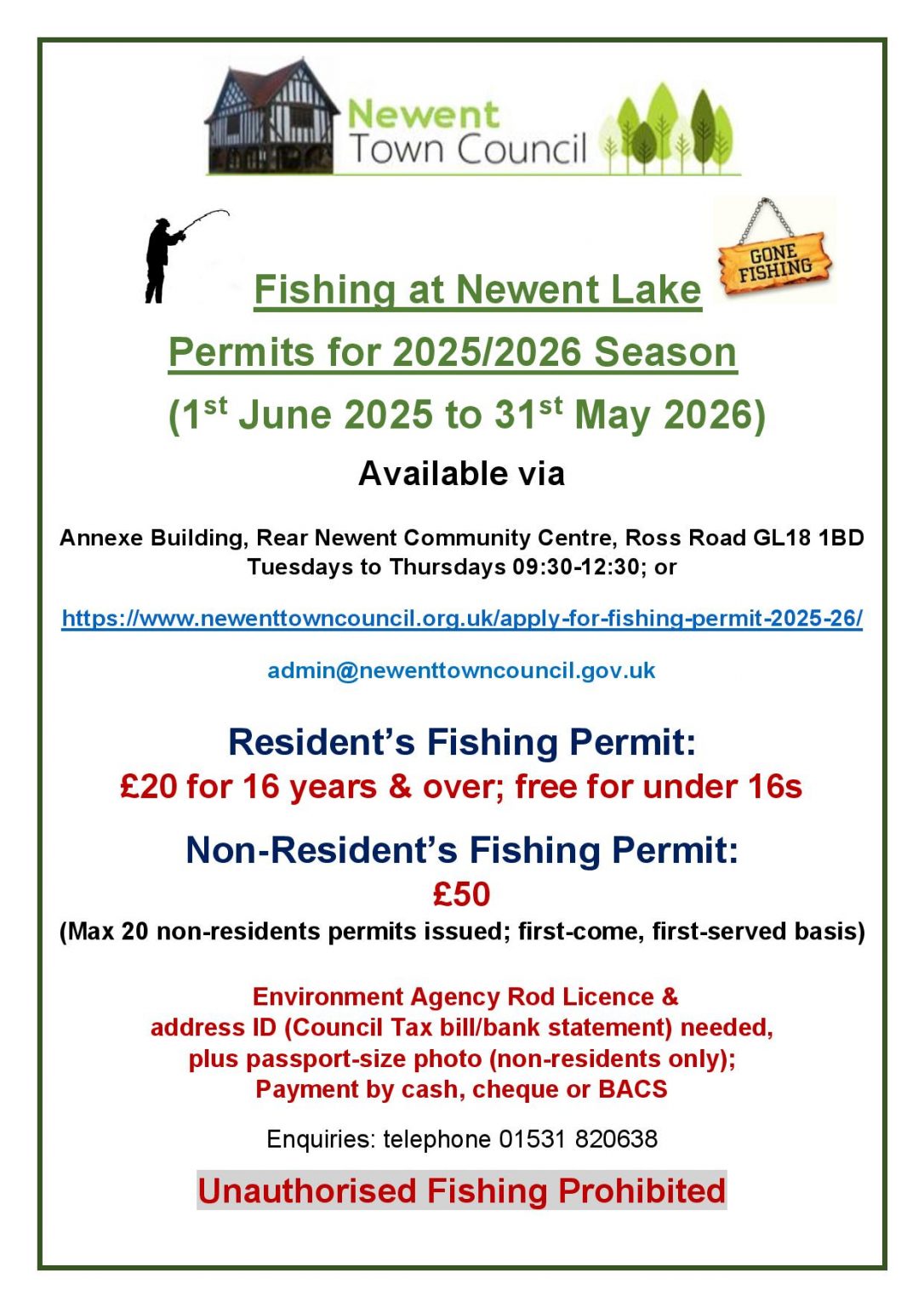Apply for Fishing Permit 2025/26 – Newent Town Council
