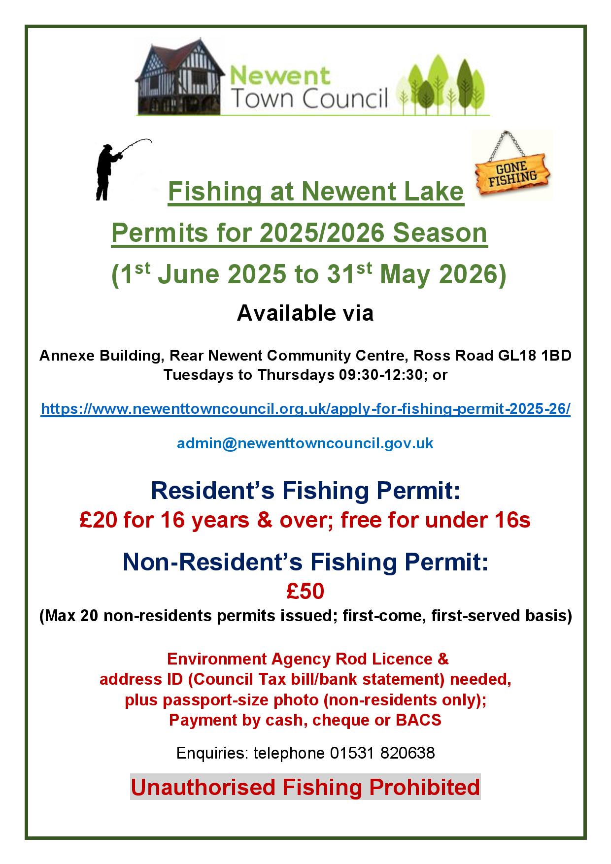 Apply for Fishing Permit 2025/26 – Newent Town Council